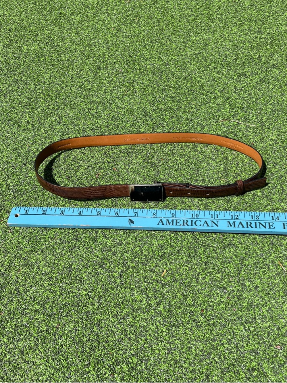 Women’s lizard Leather Belt with horn buckle Argentina Etiqueta Negra